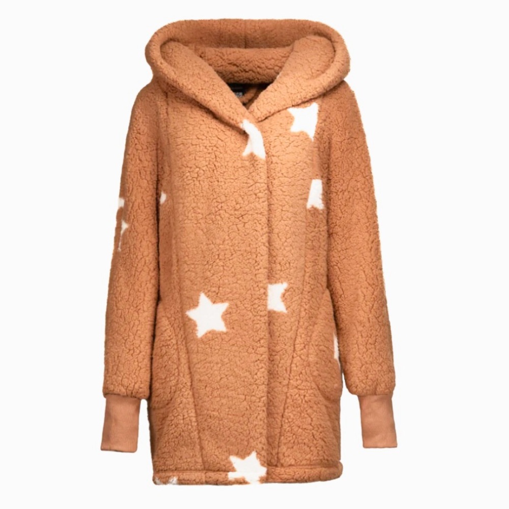 (NWT) Jill Martin Women’s Cozy Classic Lounger In Camel W/ Stars, XS/S